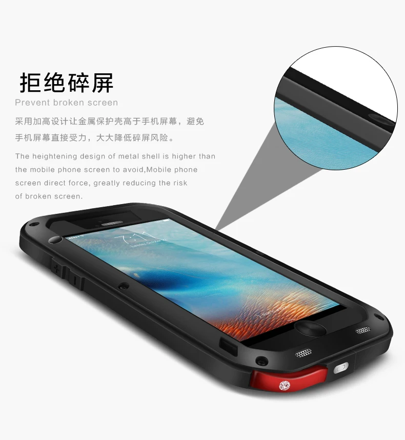 Powerful Shockproof Aluminum Case Cover For Apple iPhone 6 6S 4.7/6 Plus/6S Plus 5.5 Heavy Duty Gorilla Toughened Glass |
