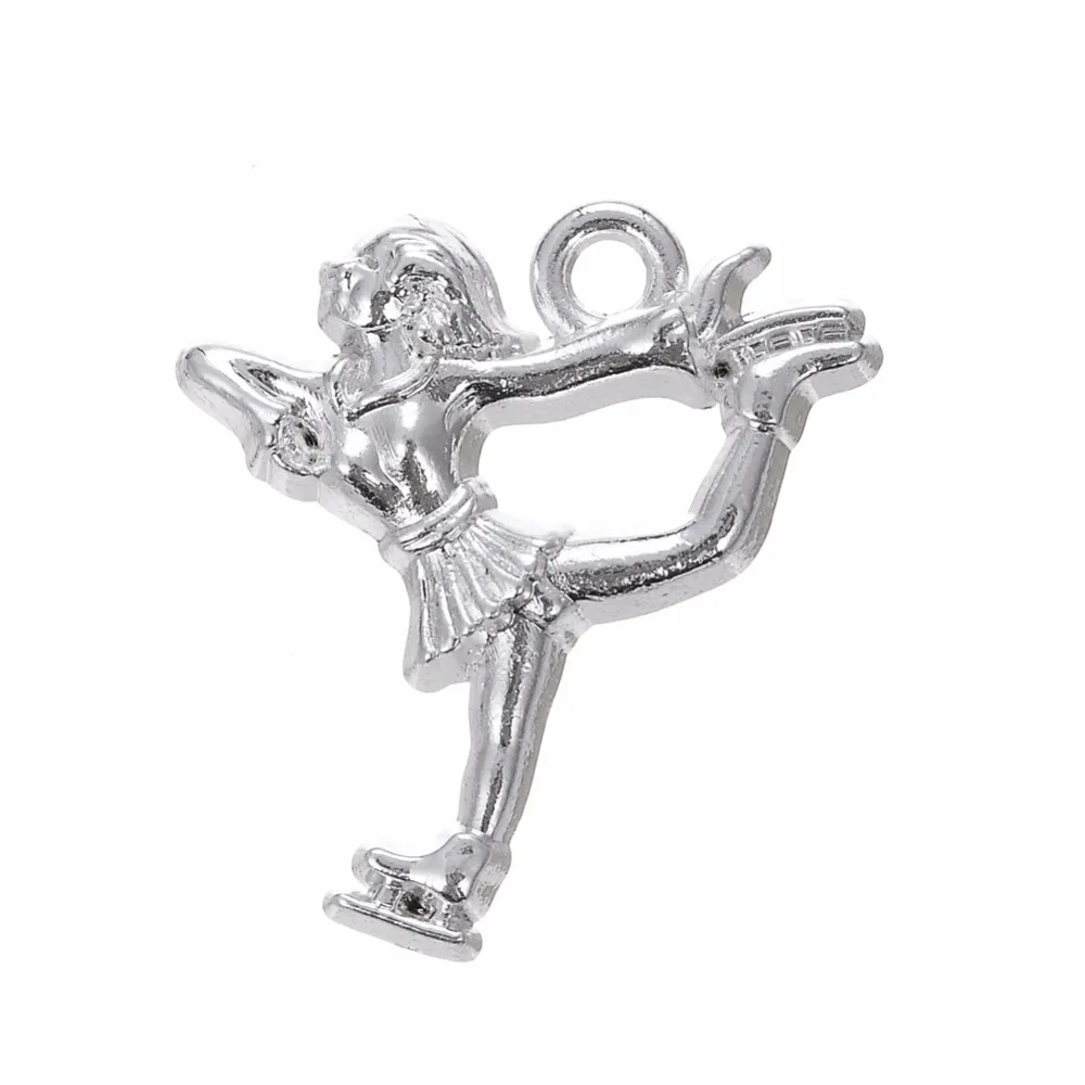 10 шт. антикварная фигурка из серебра шармы круглой формы для катания на коньках