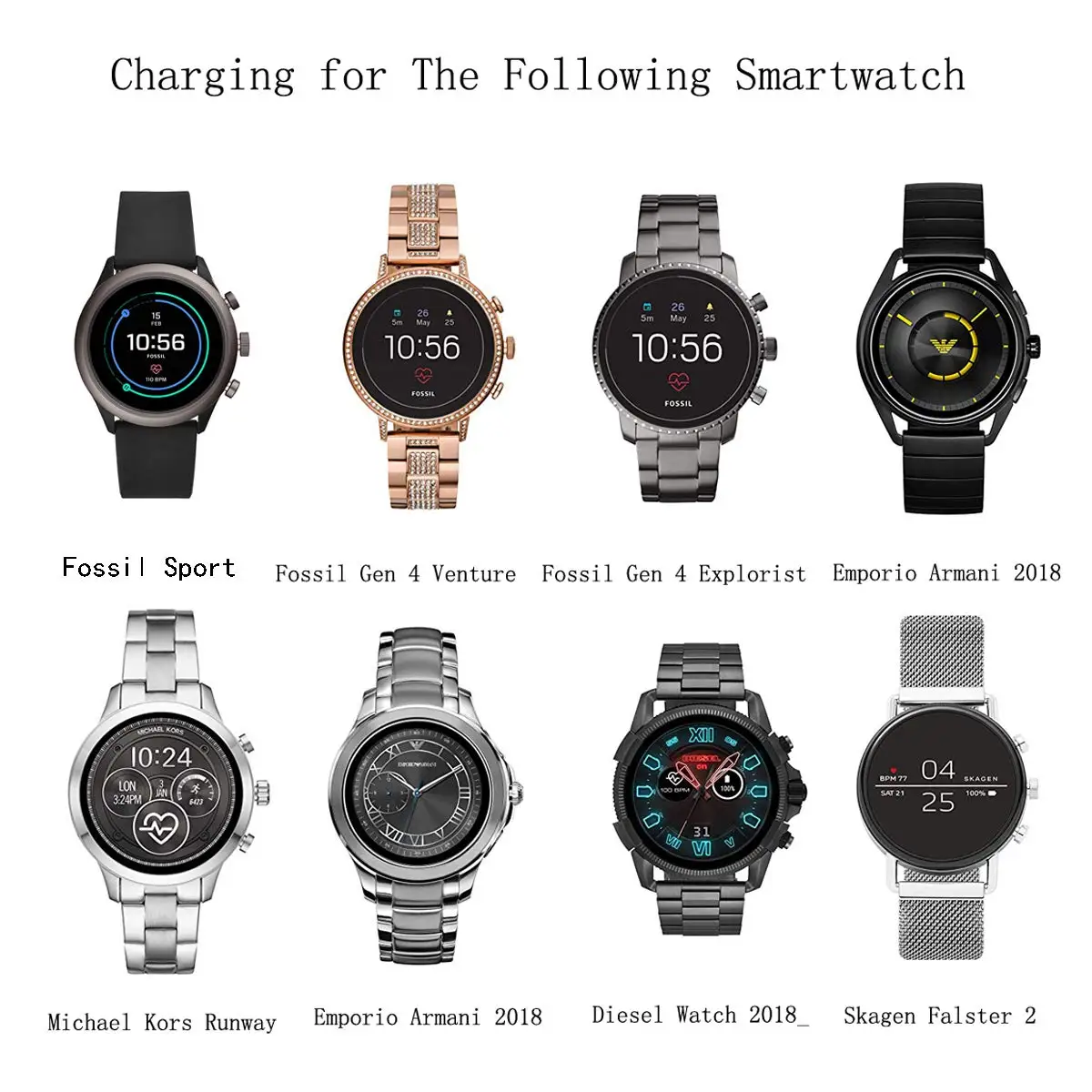 Зарядное устройство Fossil Gen 4 Gen 5, сменная Беспроводная зарядная док-станция для Fossil, Подставка для зарядки, с зарядным кабелем 100 см