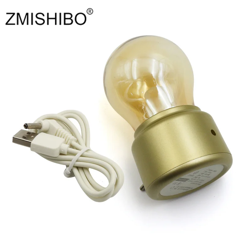 Zmisibo винтажная Светодиодная лампа USB ночник Янтарное стекло 5 в перезаряжаемая