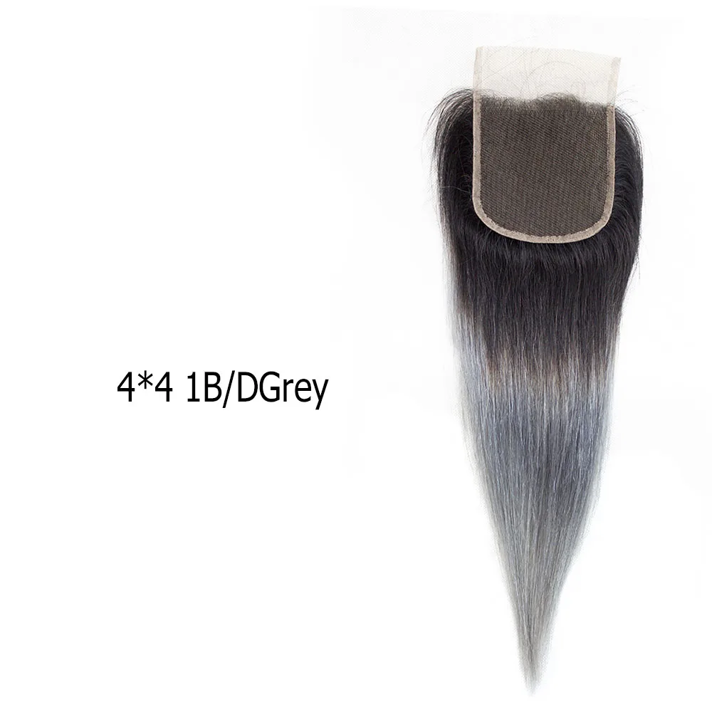 MOGUL волосы 4*4 Кружева Закрытие T 1B серый розовый Омбре Remy человеческие волосы бразильские прямые волосы средняя часть закрытие 10 12 14 дюймов - Цвет волос: E02 4x4 DGST