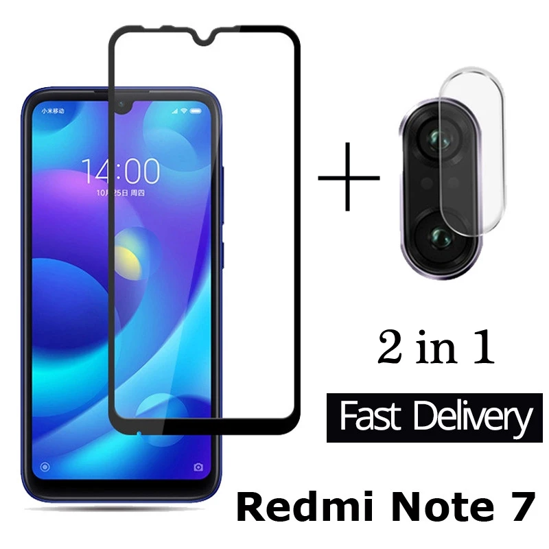 2 в 1 все для Redmi Note 7 7pro полное покрытие из закаленного стекла Xiaomi объектив камеры