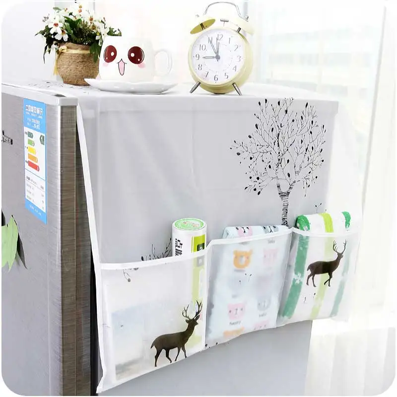 Transparent Printing Waterproof Refrigerator Cover Storage Bag Dust Hanging | Дом и сад