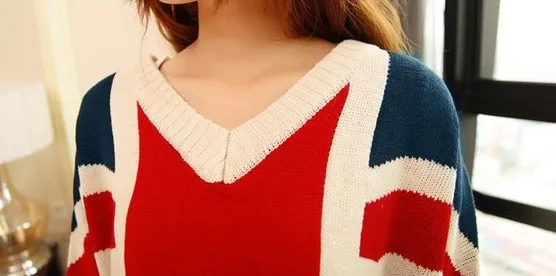Free shipping 2013 New Autumn winter Christmas women the Union Flag pattern fashion lady loose pullover sweater maternity dress | Женская
