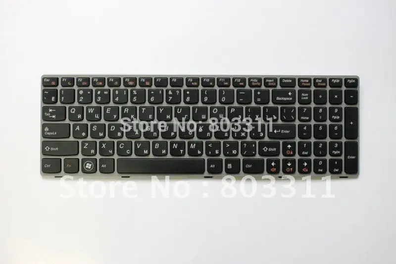 Бесплатная доставка Русская клавиатура для ноутбука lenovo G570 z560 z565 с серой рамкой