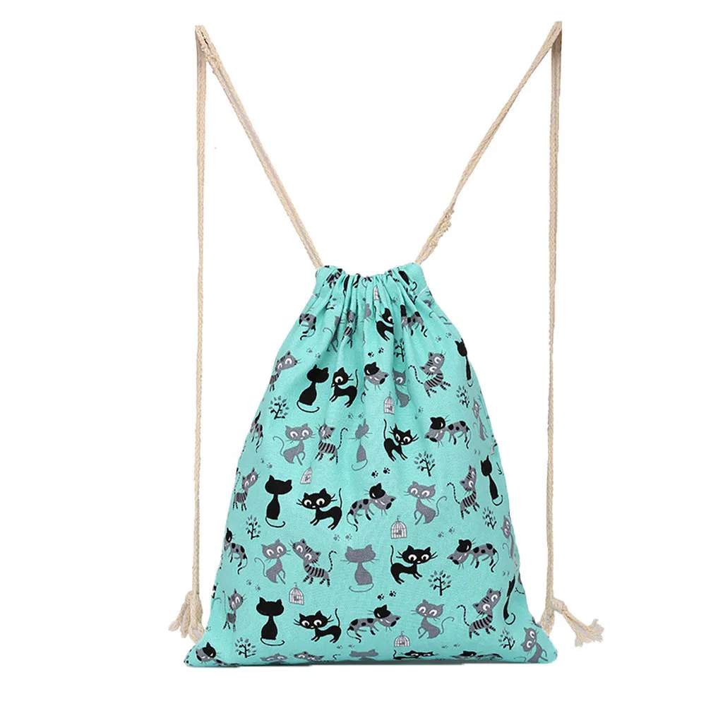 Drawstring Рюкзак Унисекс Модный хлопковый материал для отдыха спортивный рюкзак