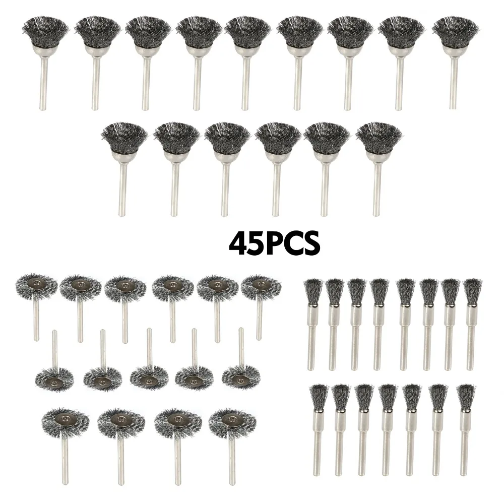 45 шт. проволочная щетка из нержавеющей стали роторный инструмент шлифовальный