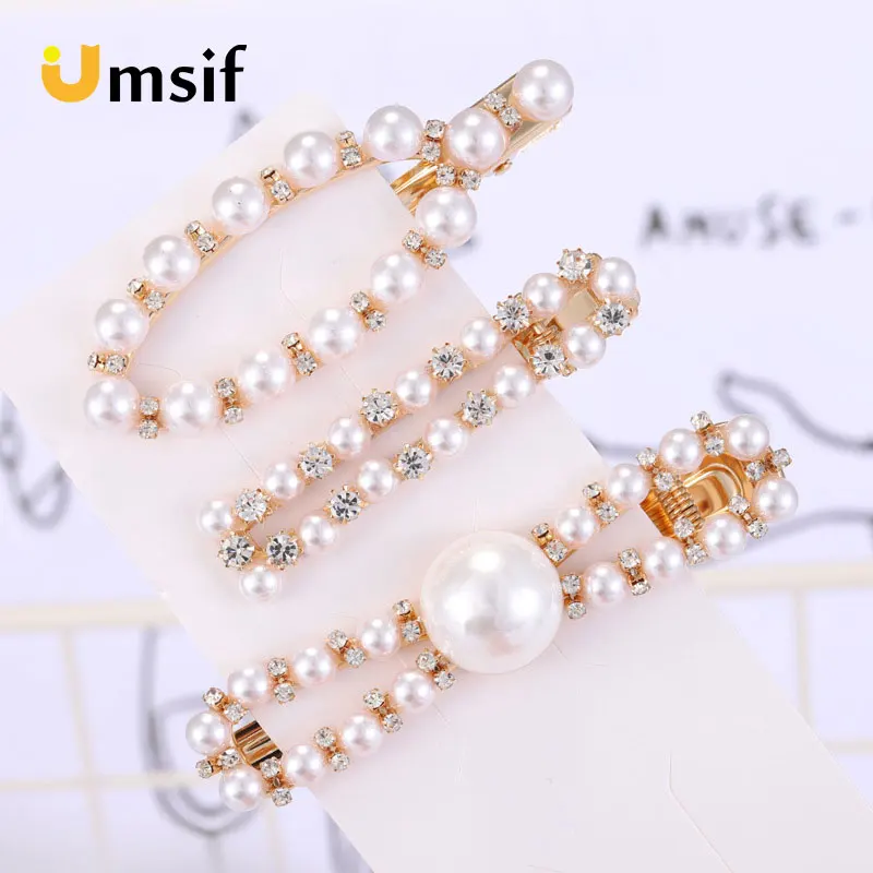 1 Pcs Women Fashion Crystal Elegant Pearl Hair Clip Barrette Korean Hairpin Headdress Accessories Girls | Аксессуары для одежды