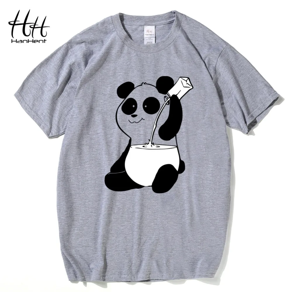 HanHent/Новые креативные футболки с пандой мужские хлопковые свободные топы