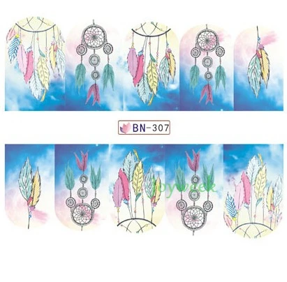 Водные Наклейки для художественное оформление ногтей слайдер Синий Ловец снов