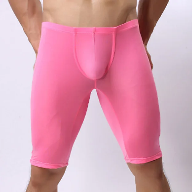 Высокое качество мужские Модные Прозрачные Боксеры нижнее белье Длинные боксеры