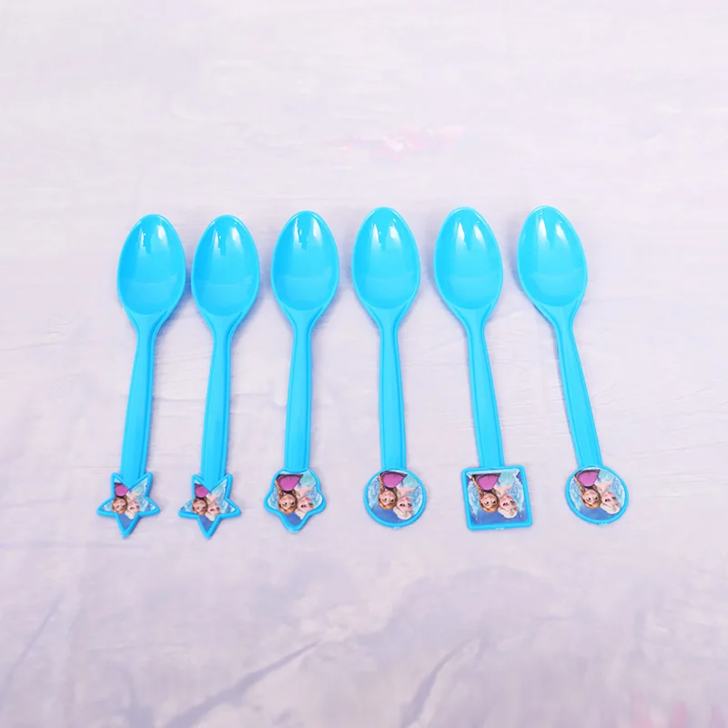6pcs Spoon Вечерние украшения в стиле принцессы Эльзы из мультфильма «Холодное сердце», вечерние украшения, соломинки, подарок на день рождения, украшения для детей - Цвет: 6pcs Spoon