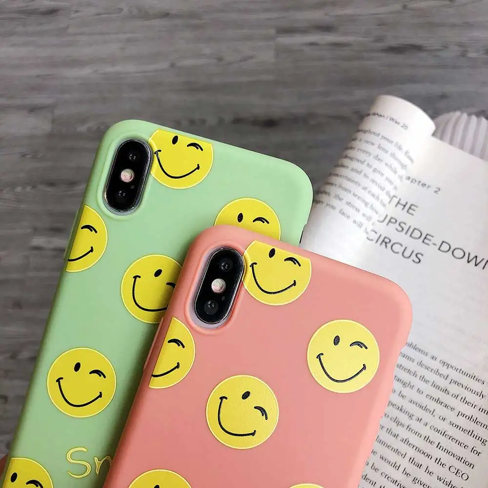 Чехол для телефона с изображением смайлика Apple iphone 6S 6 7 8 plus XS MAX XR X + модный