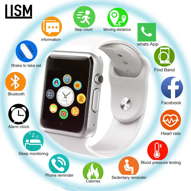 A1 Bluetooth Смарт часы спортивные наручные Поддержка 2G SIM TF камера Smartwatch Браслет для