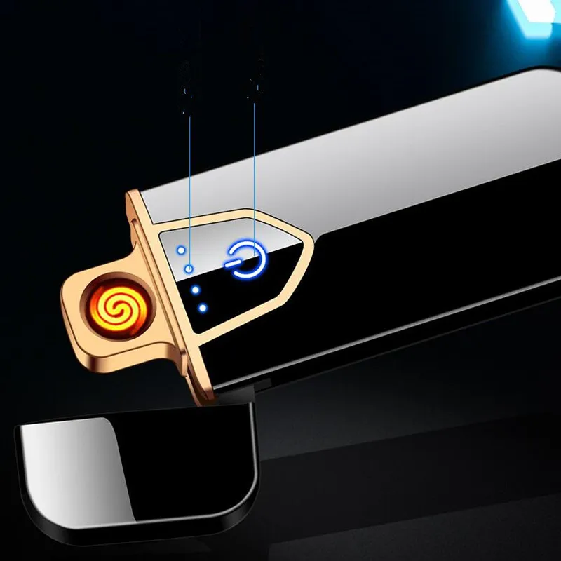 Новая сигарета с зарядкой от USB Зажигалка сенсорный переключатель двухсторонняя Зажигалка ветрозащитные беспламенные электронные зажигалки