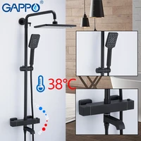 GAPPO shower system black bathroom shower set bath shower mixers waterfall thermostatic mixer tap rain bathtub faucets