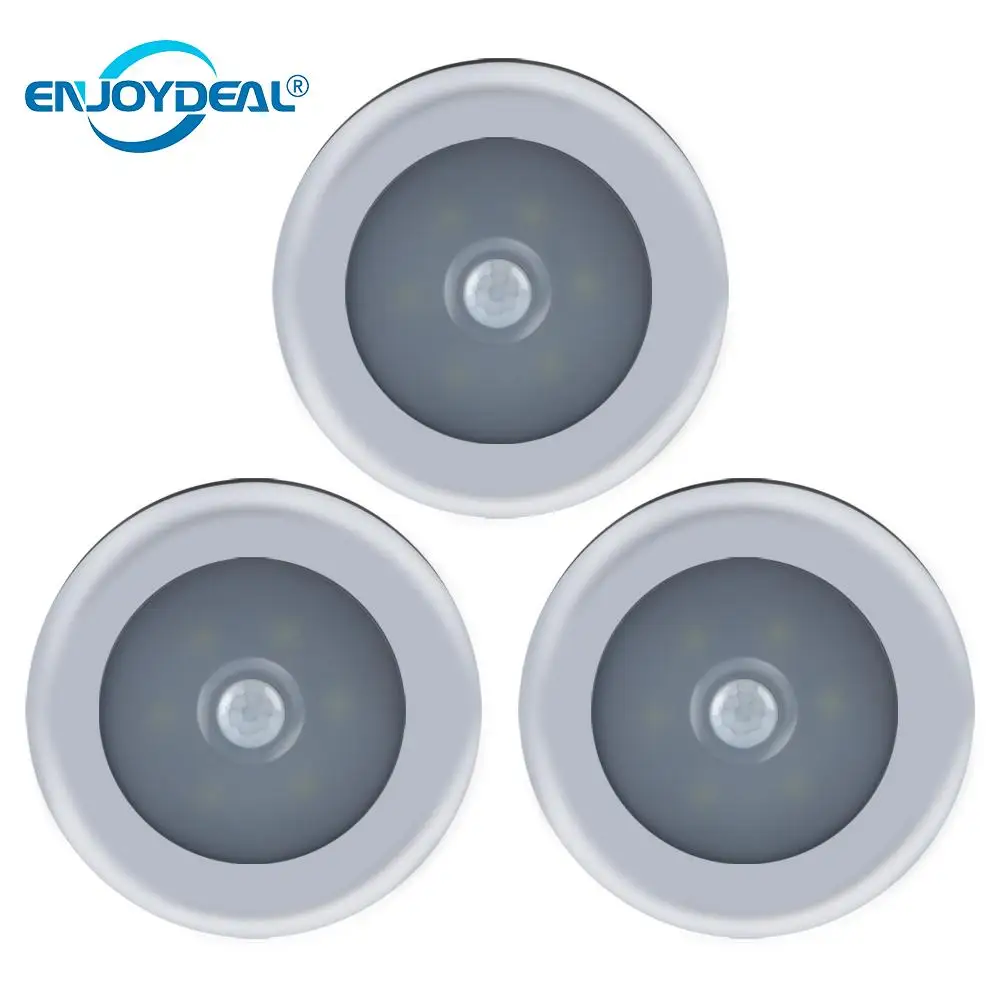 

3/Pack 6LED Light Body PIR Motion Sensor Activated led Nightlight Indoor Motion Sensor Light Closet Cabinet Wall Light Induction