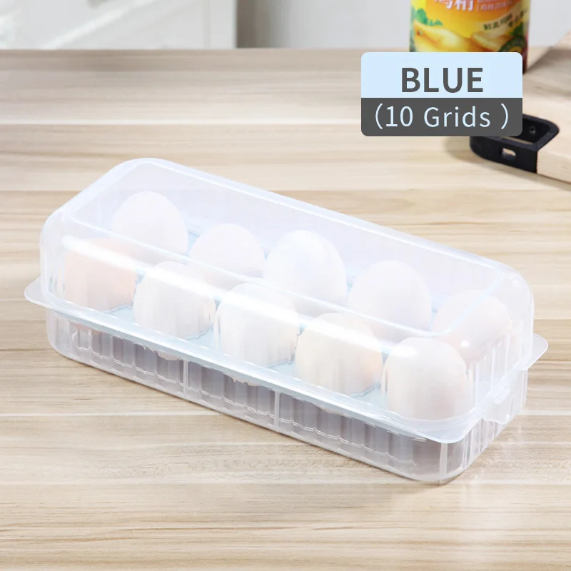 Blue Small 10 Grids WORTHBUY 10/15 Сетчатый Контейнер для хранения яиц BPA БЕСПЛАТНО пластиковый ящик для хранения яиц с отделениями кухонный органайзер для холодильника - Цвет: Blue Small 10 Grids