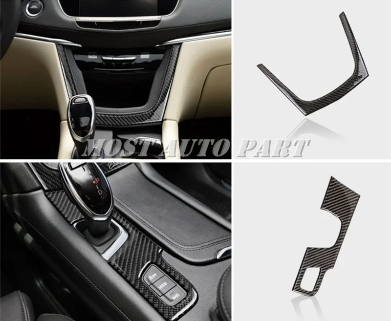 Carbon Fiber Center Console Gear Box Trim Cover 2pcs For Cadillac XT5 2016-2019 Car accesories interior decoration | Автомобили и