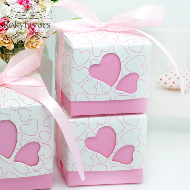 Коробка для конфет с двойным сердцем 50 шт. коробка подарков на 1-й день рождения