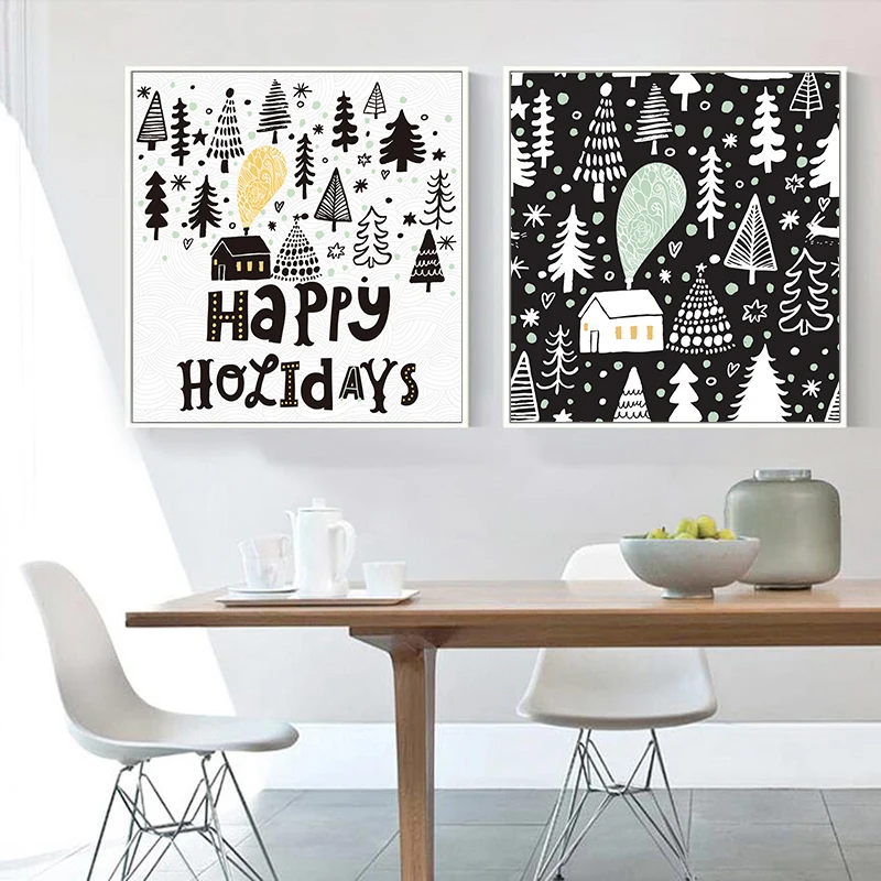 Рождественская елка дом скандинавский мультфильм искусство украшение детской