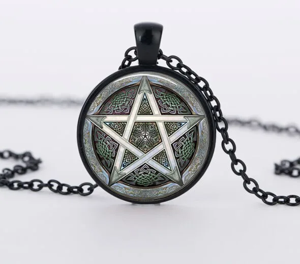 Модный фиолетовый пентаграмма Wicca колдовство Япония кулон ожерелье ювелирные изделия скрытый Шарм ожерелья - Окраска металла: black