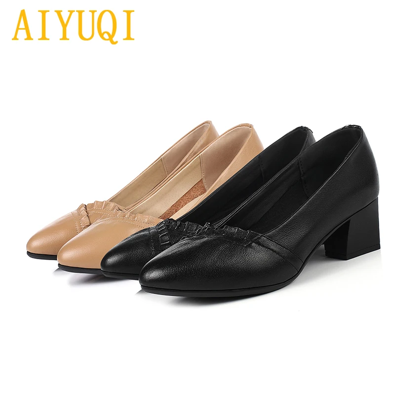 AIYUQI; коллекция года; сезон весна; женские тонкие туфли из натуральной кожи; женская обувь для работы; модная женская обувь