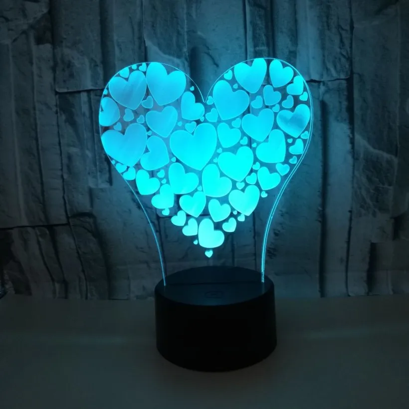 Love 6 Романтическая светодио дный 3D Любовь Сердце светодиодный ночник 7 цветов лампа тепло любовь шар свет год День Святого Валентина подарок - Испускаемый цвет: Love 6