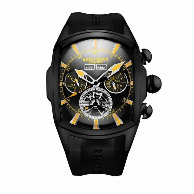 Мужские многофункциональные механические наручные часы Reef Tiger Aurora