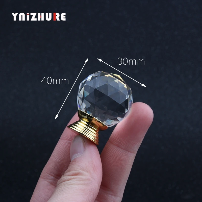 Фирменный дизайн 10 шт 30 мм Хрустальные стеклянные ручки золотые для выдвижных