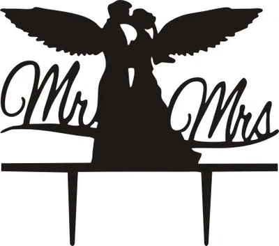 Акриловый флаг для свадебного торта Angel Mr & Mrs Свадебный декор свадебвечерние
