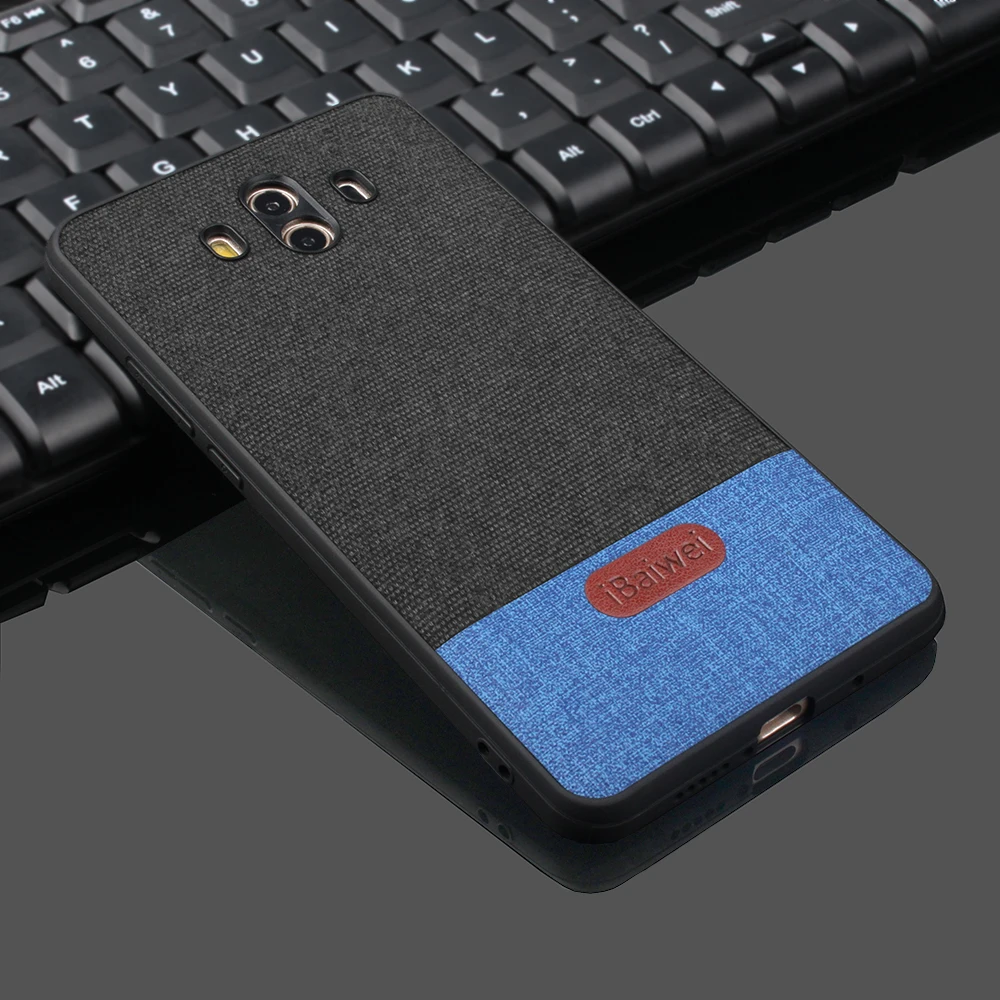 case for Huawei Mate 10 cover Mate10 back silicone edge Canvas fabric Splice protective coque | Мобильные телефоны и