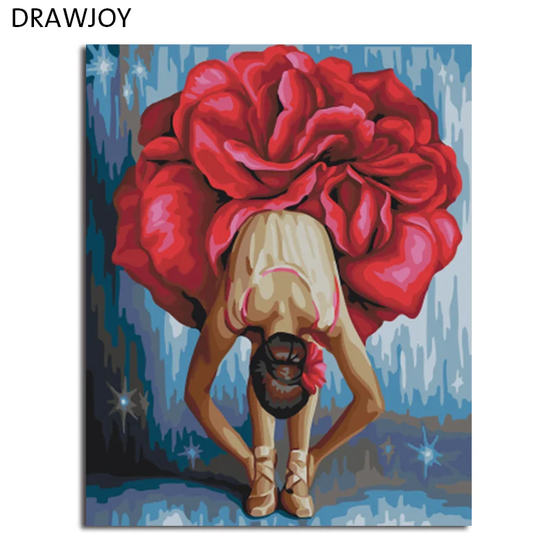 DRAWJOY обрамленная DIY настенная краска картины краска по номерам красоты балетная девушка масляная краска ing домашний декор для гостиной