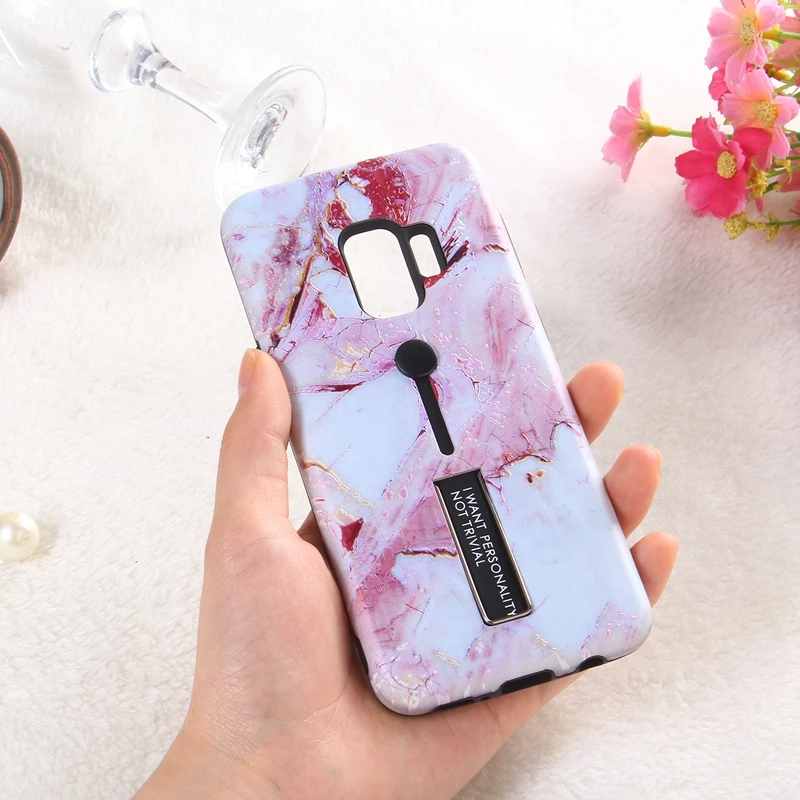 Для samsung Galaxy S9 плюс Мрамор Камень Дело палец кольцо и подставка держатель