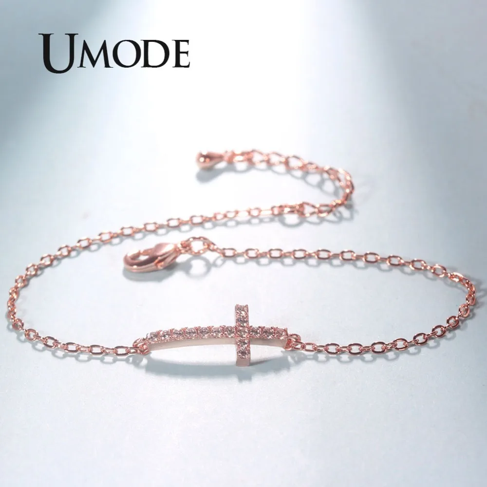 UMODE модный очаровательный браслет со скрещивающимися цепочками модные с чешскими кристаллами ювелирные изделия для женщин кубический цирконий регулируемый браслет корейский UB0146