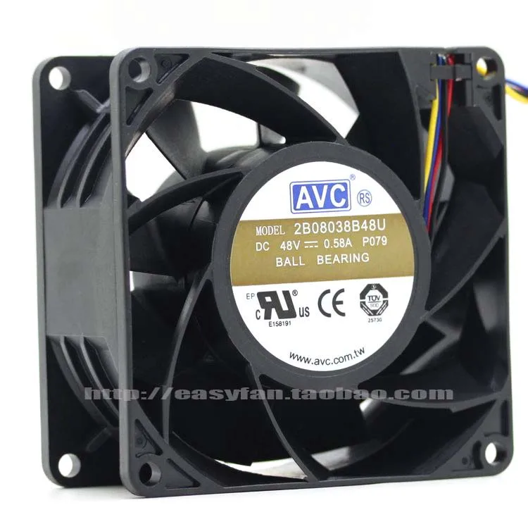 Новый AVC 2B08038B48U 8038 8CM 48V 0.58A PWM вентилятор охлаждения с двумя шарикоподшипниками |