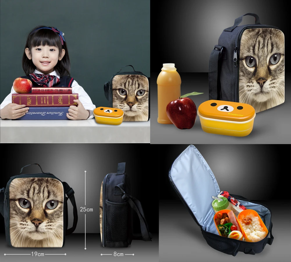 

THIKIN Lunch Bags for Kids Merry Christmas Printing Insulated Thermal Lunch Bag Children Portable School Food Fruit Storage