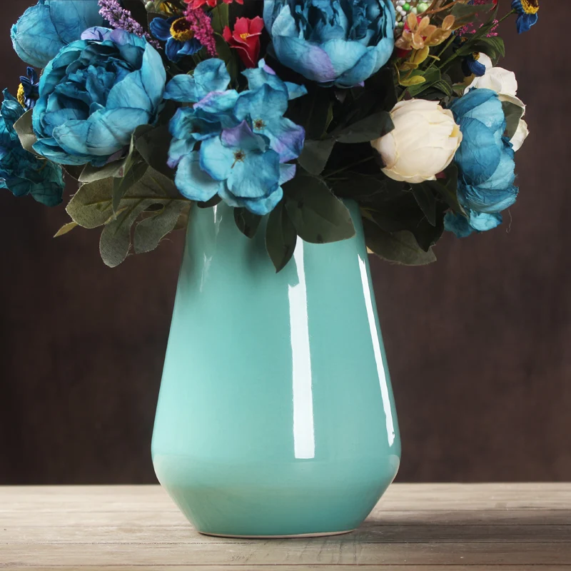 Европейский Шелковый Пион корейский искусственный В горшке керамическая ваза