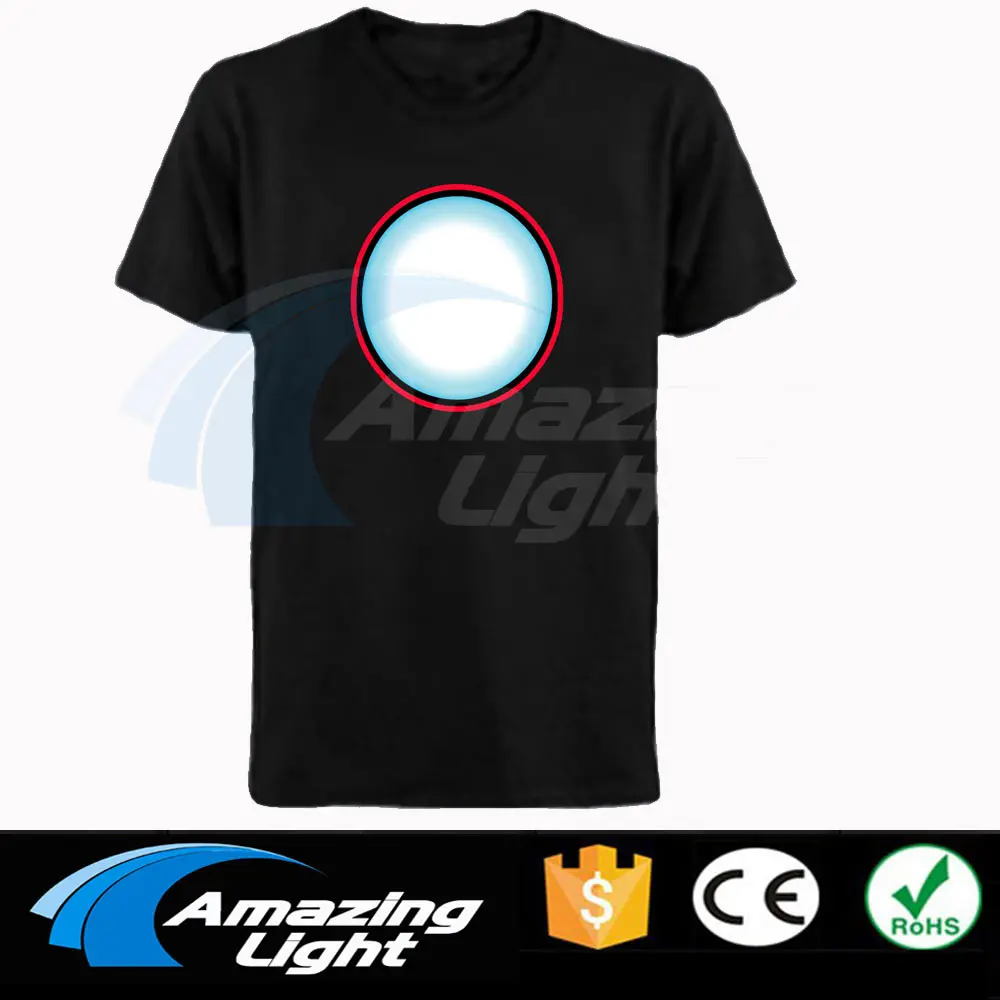 Супер качество дизайн железный человек светодиодный T-Shirt EL T-Shirt 6 видов конструкций для вечерние с использованием светодиодный футболки