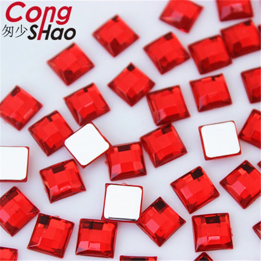 Cong shao 300 шт 8 мм квадратной формы цветные акриловые искусственные бриллианты аппликация камни и кристаллы драгоценные камни плоская полированная задняя поверхность для поделок YB714