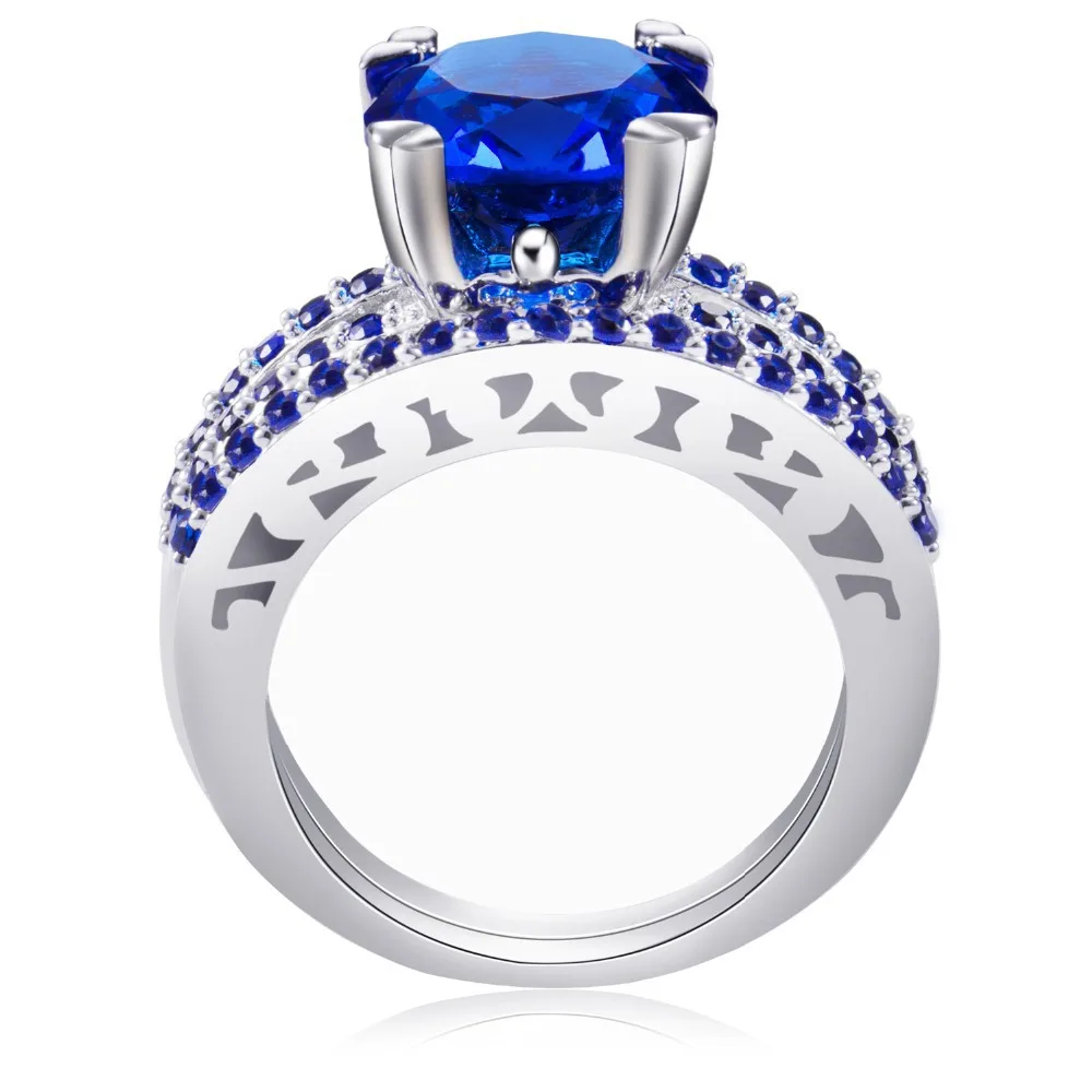 Женские серебряные обручальные кольца RACHEL VICHY круглые синие камни JewelryWL