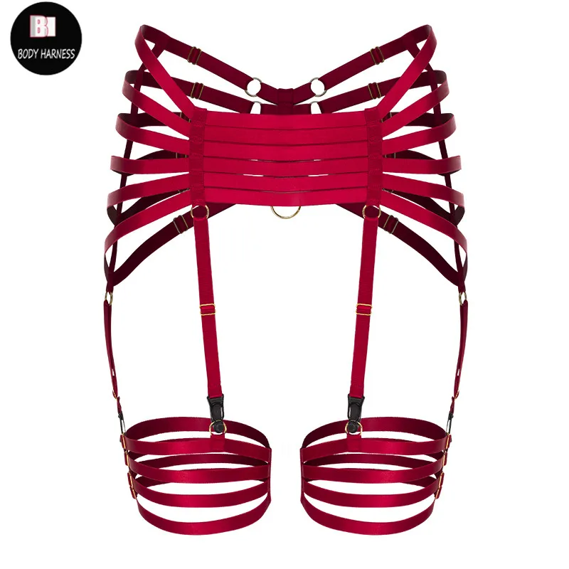 Женский ремень подвязка в стиле Харадзюку панк с высокой талией поясом подвязкой из полиуретпея ручной