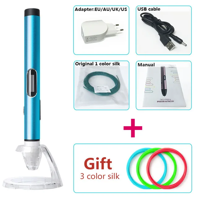 Low temperature Blue USB разъем 3d ручка для рисования,10° низкая температура,для детей,защиты рук,3д ручка3d pen 3d pens,Дети Birthday рождения,3d-ручка3 д ручка3дтриде ручка3 d ручка3Д РУЧКАтриде ручка 3д ручка3д ручку3d РУЧКА3Д - Цвет: Low temperature Blue