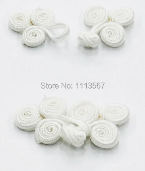 

100set Craft Handmade Fabric Braided White 3 Circles Button Sewing On Chinese Frog Closure Fastener Knot Button NK37