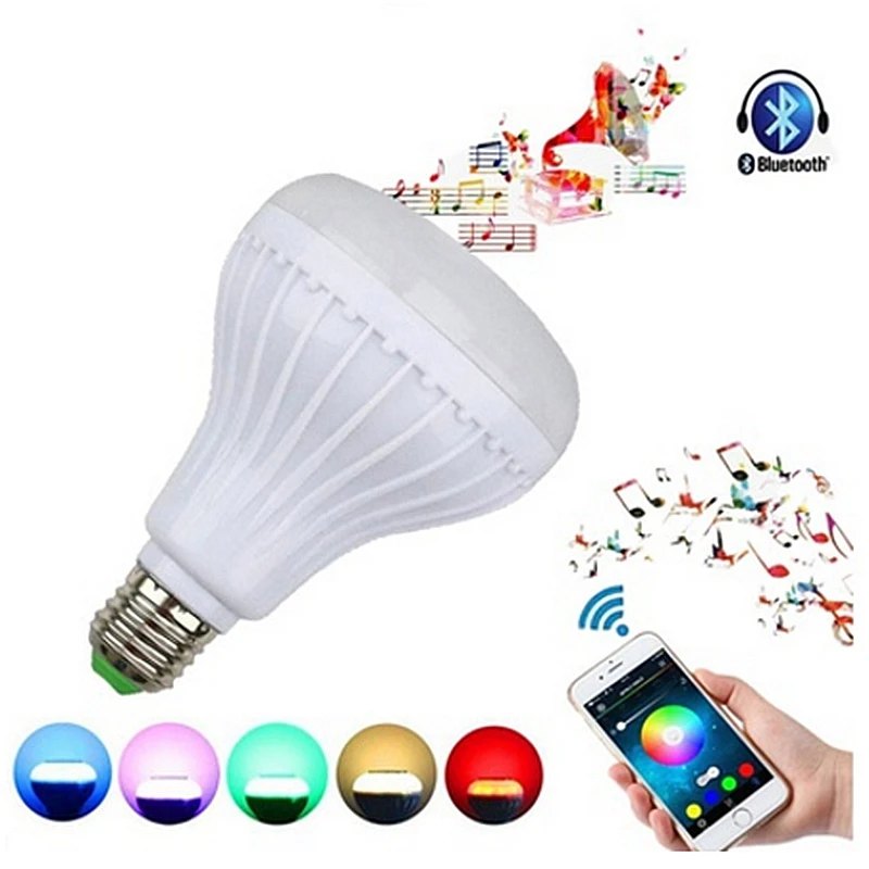 Светодиодная цветная лампа RGB светильник E27 12 Вт Bluetooth управление умная