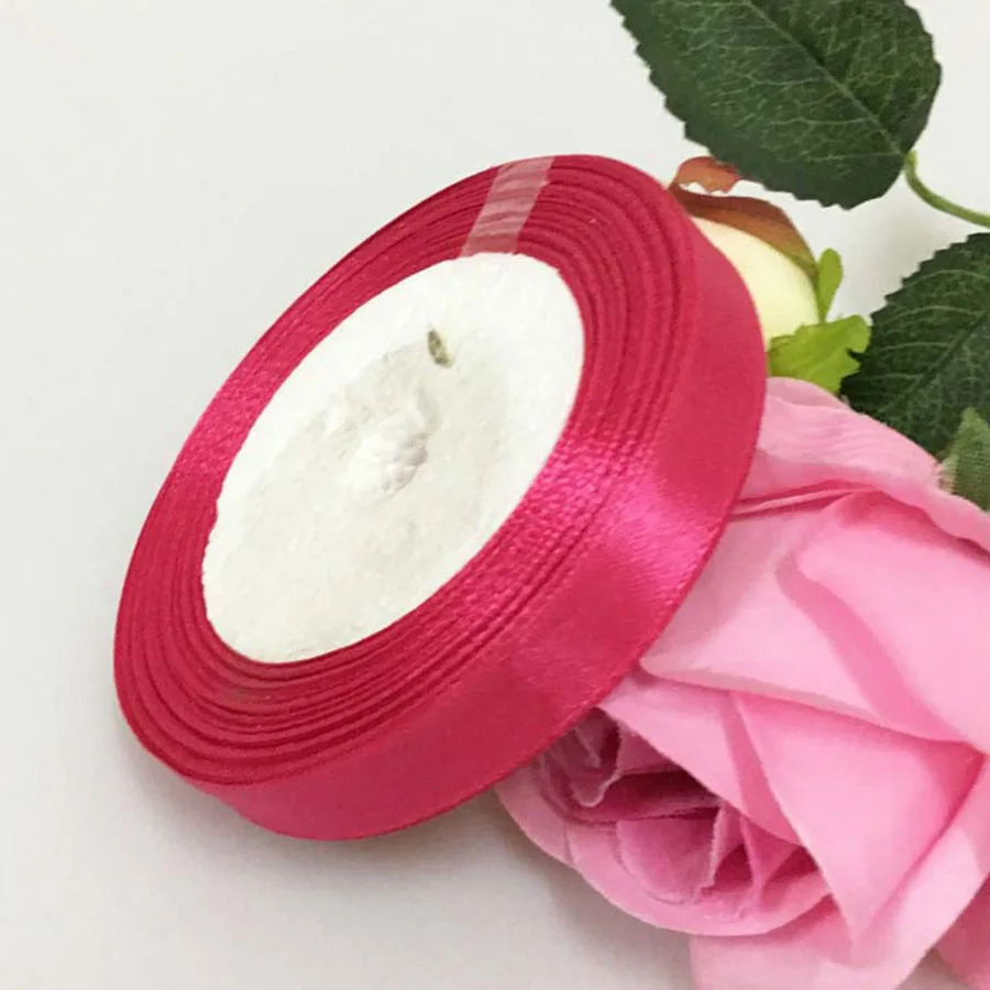 rosepink 1,2 см 25 ярдов/партия 22 м полиэстер бант DIY лента швейное ремесло поставщик обертка цвет подарочная лента упаковочная Рождественское украшение - Цвет: rosepink