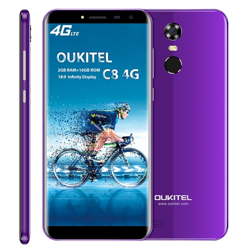 OUKITEL C8 2 ГБ + 16 смартфон отпечатков пальцев ID 5 дюймов Android 7 0 MTK6737 4 ядра LTE г Dual SIM ОТА