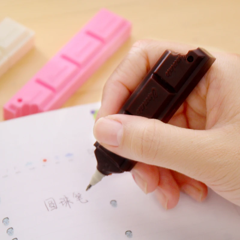 

3Pcs/Lot New Creative Novelty Chocolate Block Shaped Ballpoint Pen Ball Pen Office School Gift Stationery Ballpen E2061