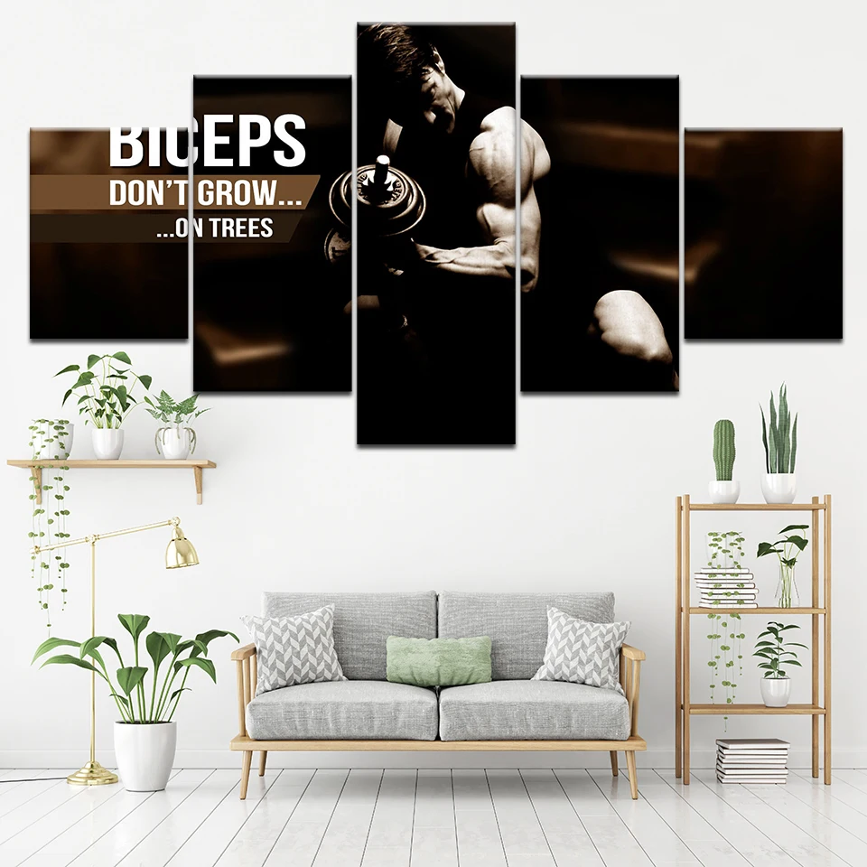 5 панель спортсменов мышцы Бодибилдинг Мотивирующий на занятия фитнесом холст