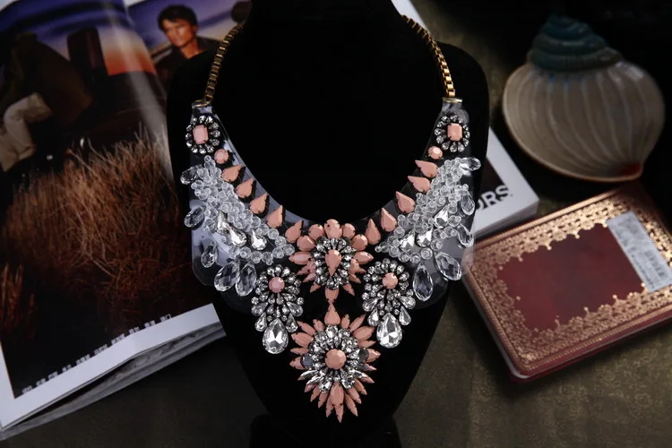Новые Роскошные заявление gem Кристалл ручной shourouk Воротник Колье Ожерелье 674 - Окраска металла: 19